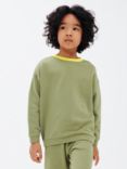 John Lewis ANYDAY Kids' Colour Block Neckline Sweatshirt, Green