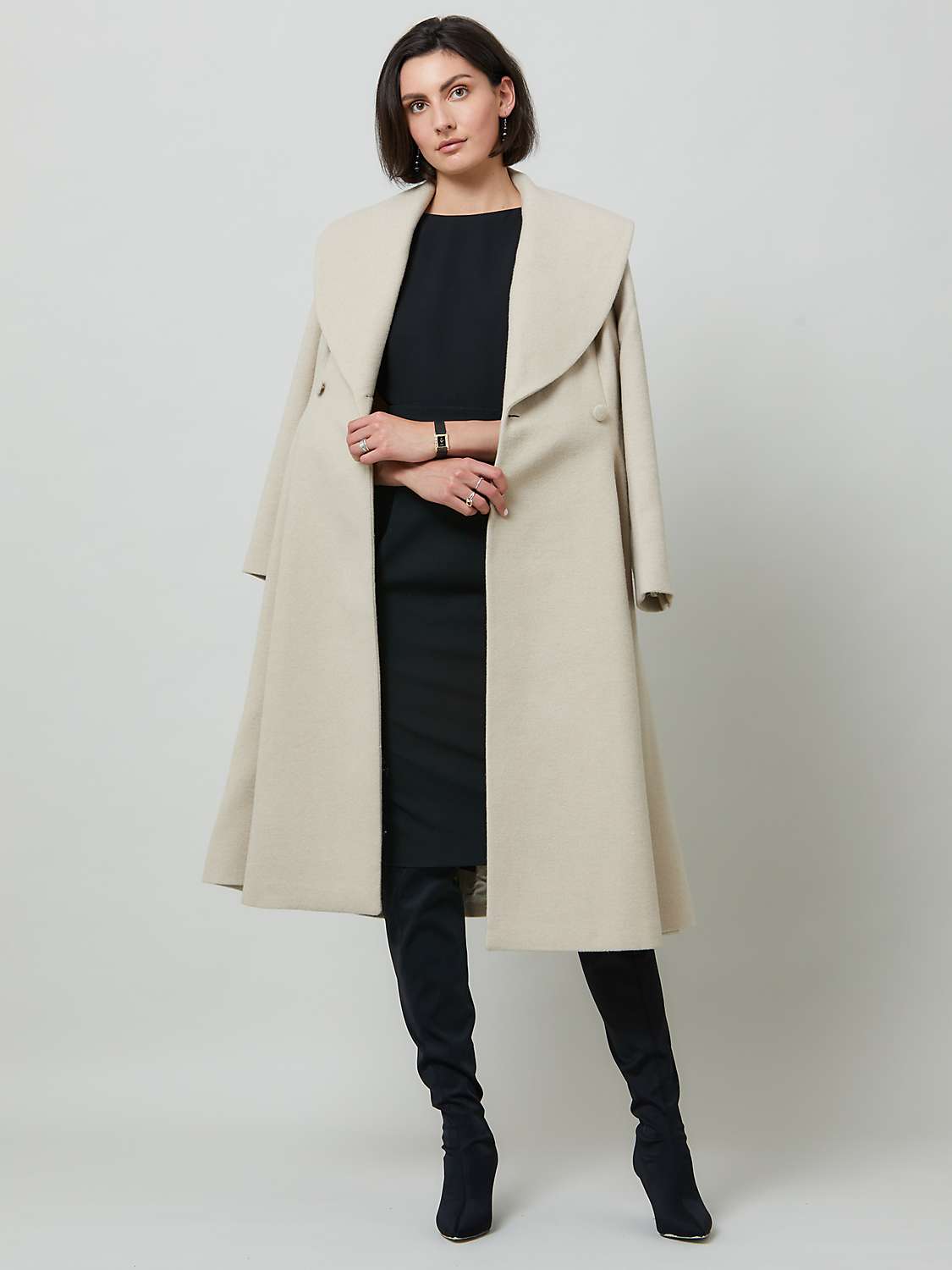 Helen McAlinden Scarlett Shawl Collar Wool Blend Coat, Warm Quartz at ...