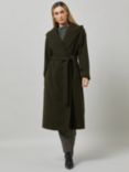 Helen McAlinden Teo Shawl Collar Wool Blend Coat, Dark Olive
