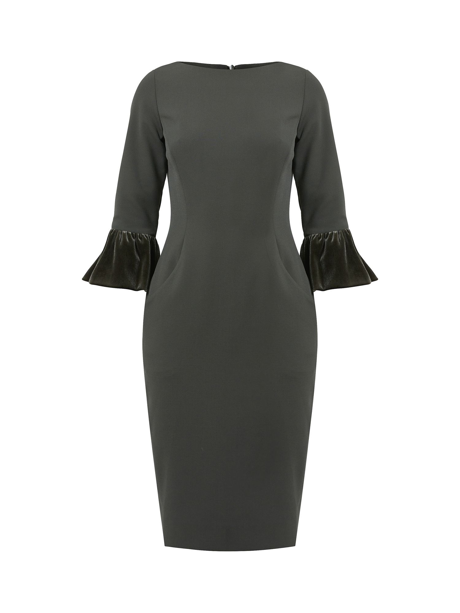 Helen McAlinden Alex Velvet Cuff Dress, Smokey Olive at John Lewis ...