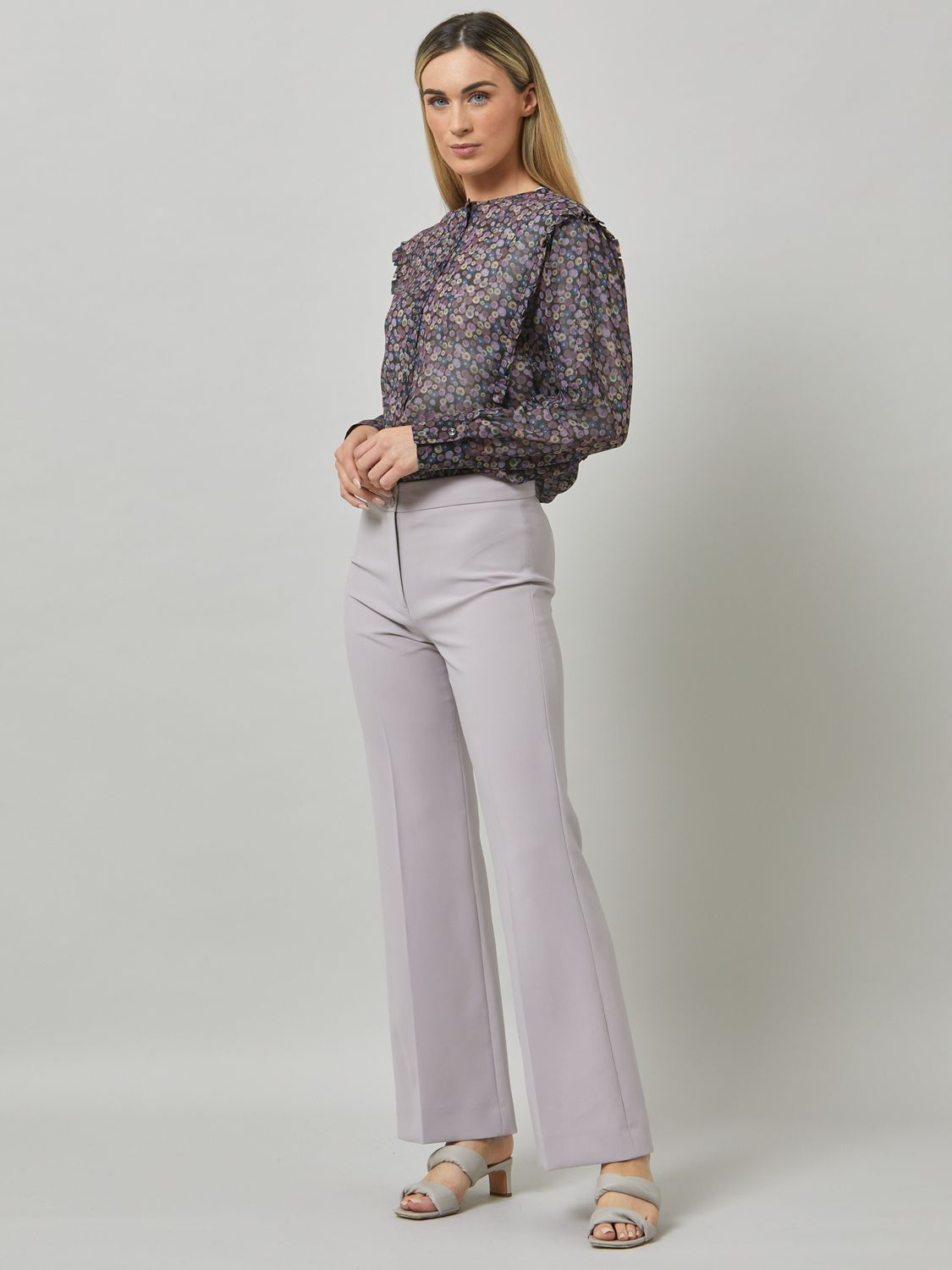 Buy Helen McAlinden Kelly Flared Trousers, Champagne Online at johnlewis.com