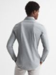 Reiss Nate Cutaway Collar Slim Fit Jersey Shirt, Grey Melange