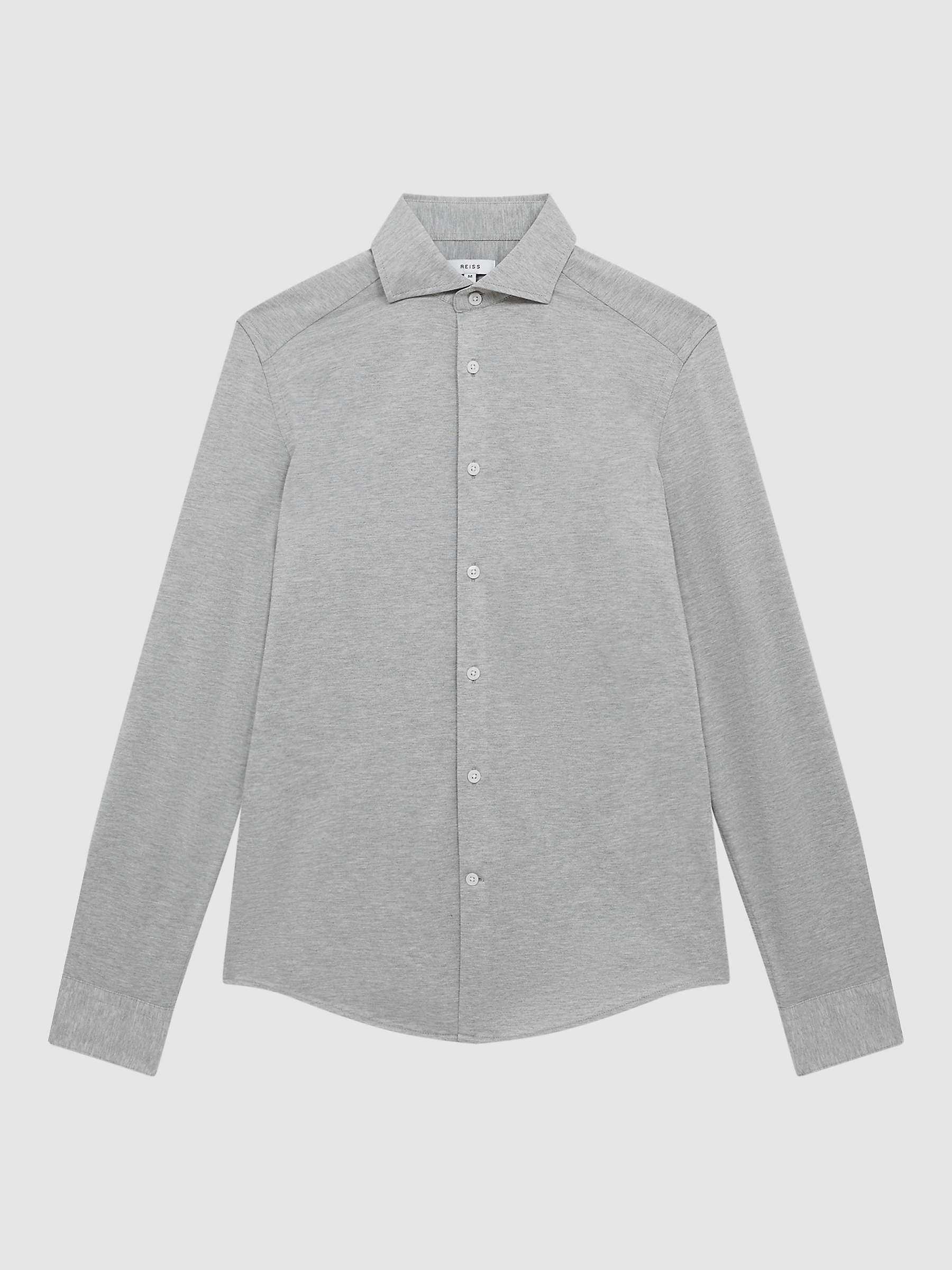 Buy Reiss Nate Cutaway Collar Slim Fit Jersey Shirt, Grey Melange Online at johnlewis.com