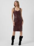 French Connection Crolenda Faux Leather Dress, Bitter Chocolate