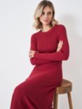 Crew Clothing Kya Knitted Pleat Dress, Red Wine, Red Wine