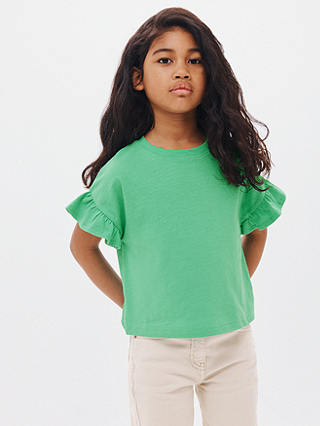 John Lewis ANYDAY Kids' Plain Boxy Frill Sleeve T-Shirt