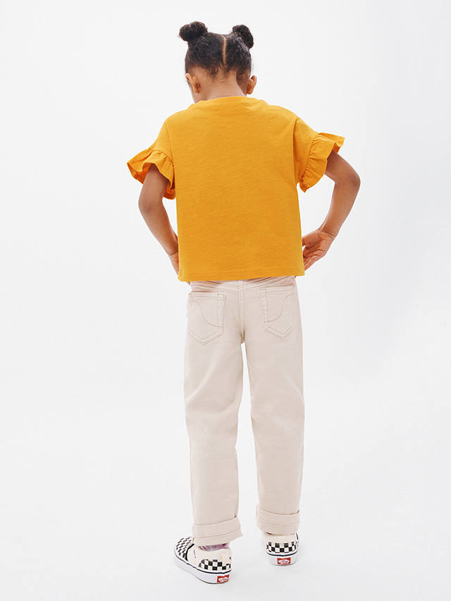 John Lewis ANYDAY Kids' Plain Boxy Frill Sleeve T-Shirt, Orange