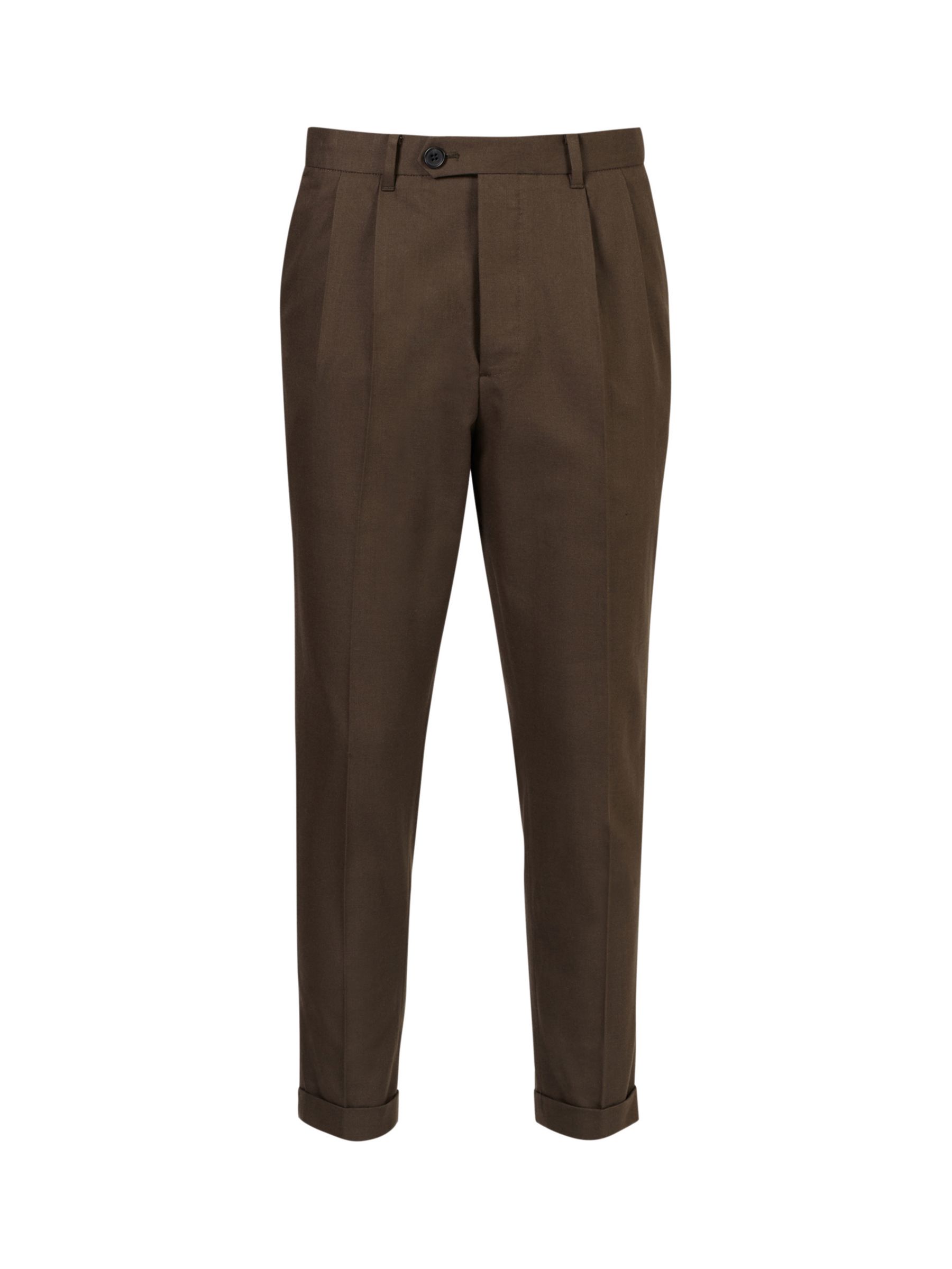 AllSaints Tallis Cotton Wool Blend Trousers, Meadow Brown at John Lewis ...