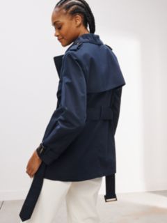 John Lewis Short Trench Coat, Navy, 8