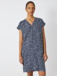 John Lewis Linen Abstract Print Tunic Dress, Navy