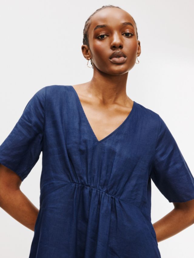 Navy blue best sale linen dress