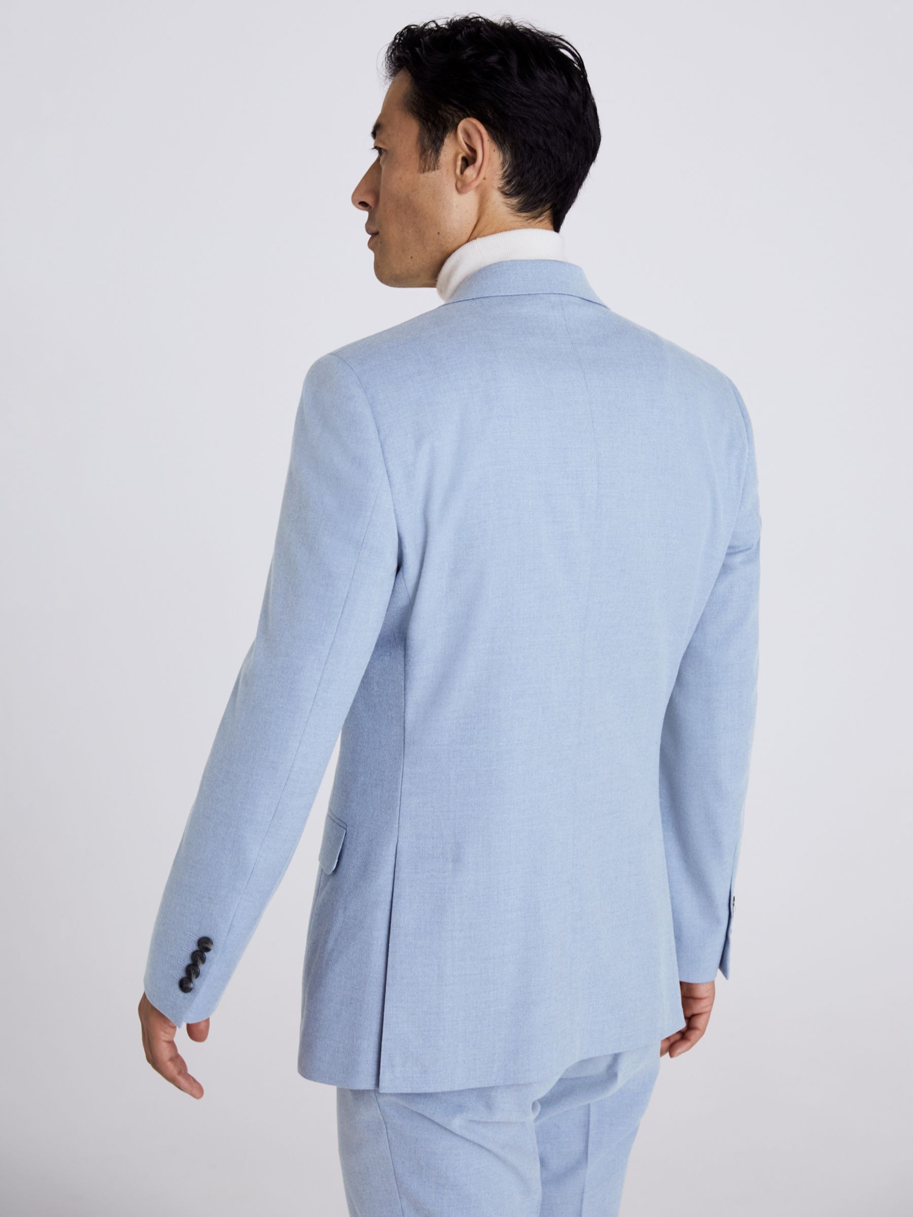 Moss Tailored Fit Flannel Suit Jacket, Light Blue at John Lewis & Partners