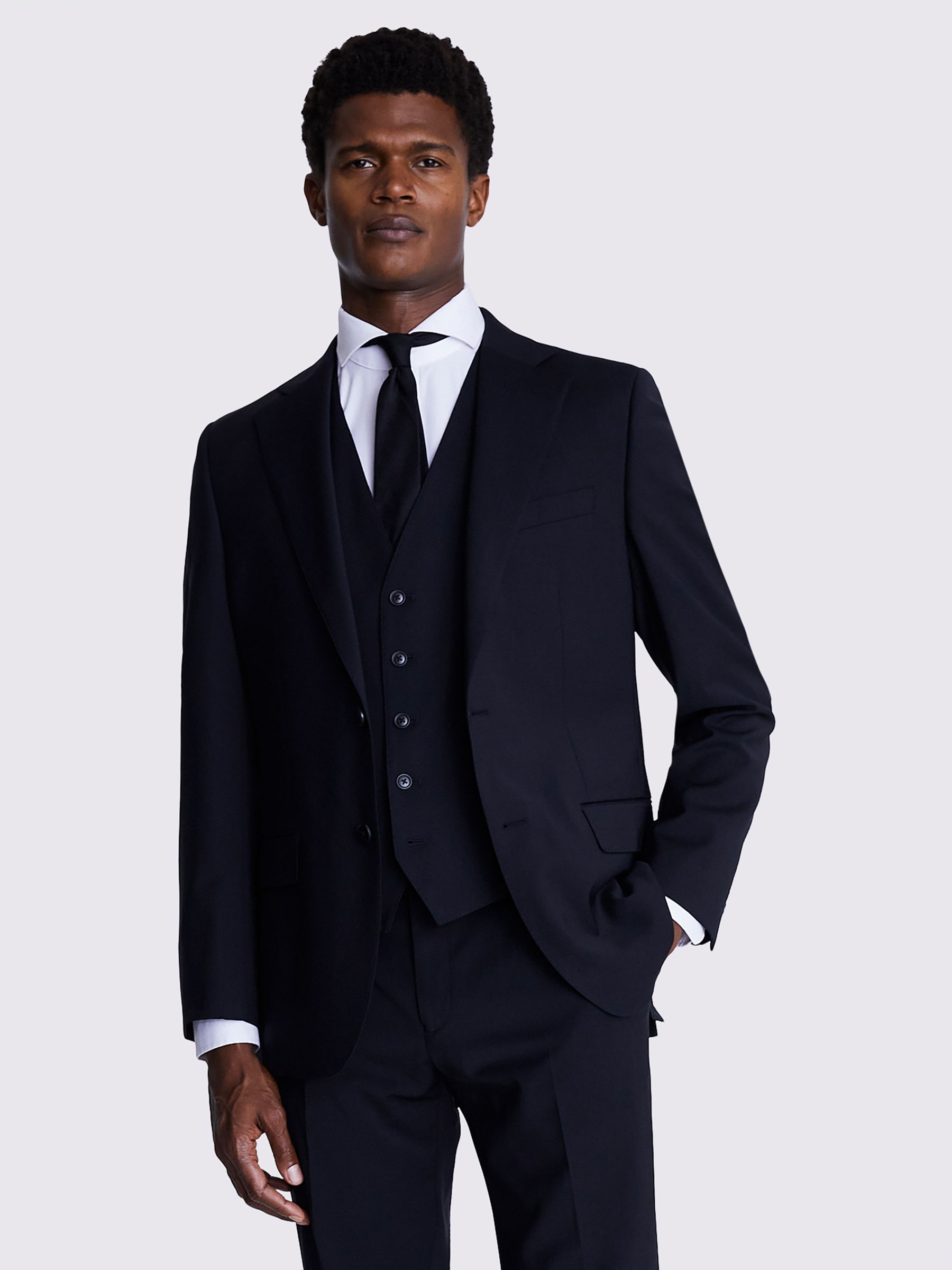 Moss Tailored Fit Wool Blend Suit Jacket, Black, 36S