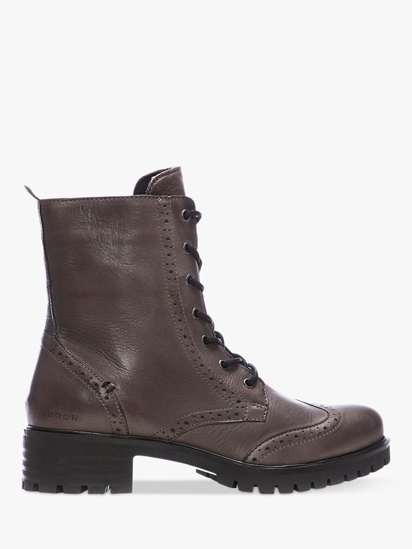 Moda in Pelle Shlrogue Leather Lace Up Boots, Grey at John Lewis & Partners