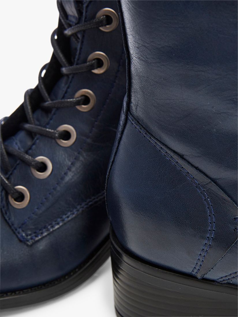 Moda in Pelle Bezzie Leather Lace Up Ankle Boots, Navy