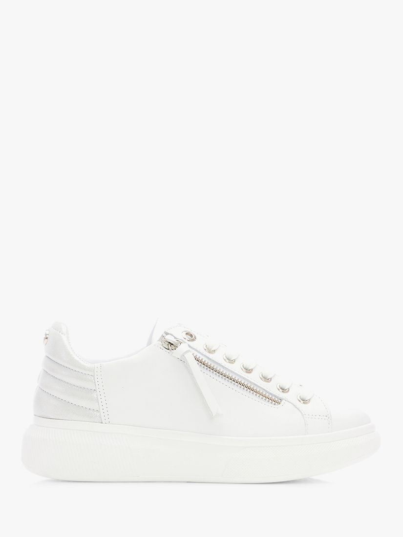 Moda in Pelle Amici Leather Flatform Trainers, White at John Lewis ...