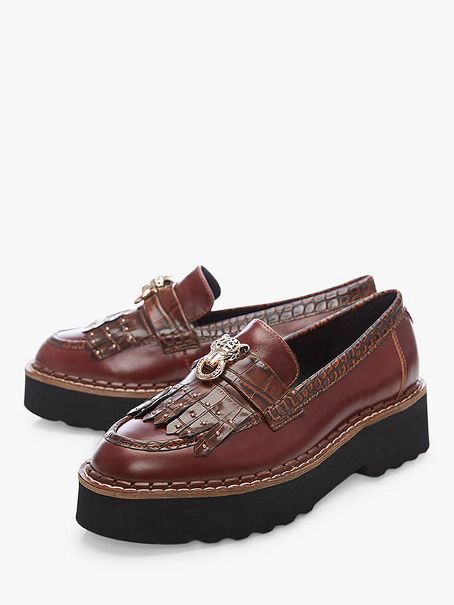 Moda in Pelle Evelina Leather Chunky Loafers, Dark Brown at John Lewis ...