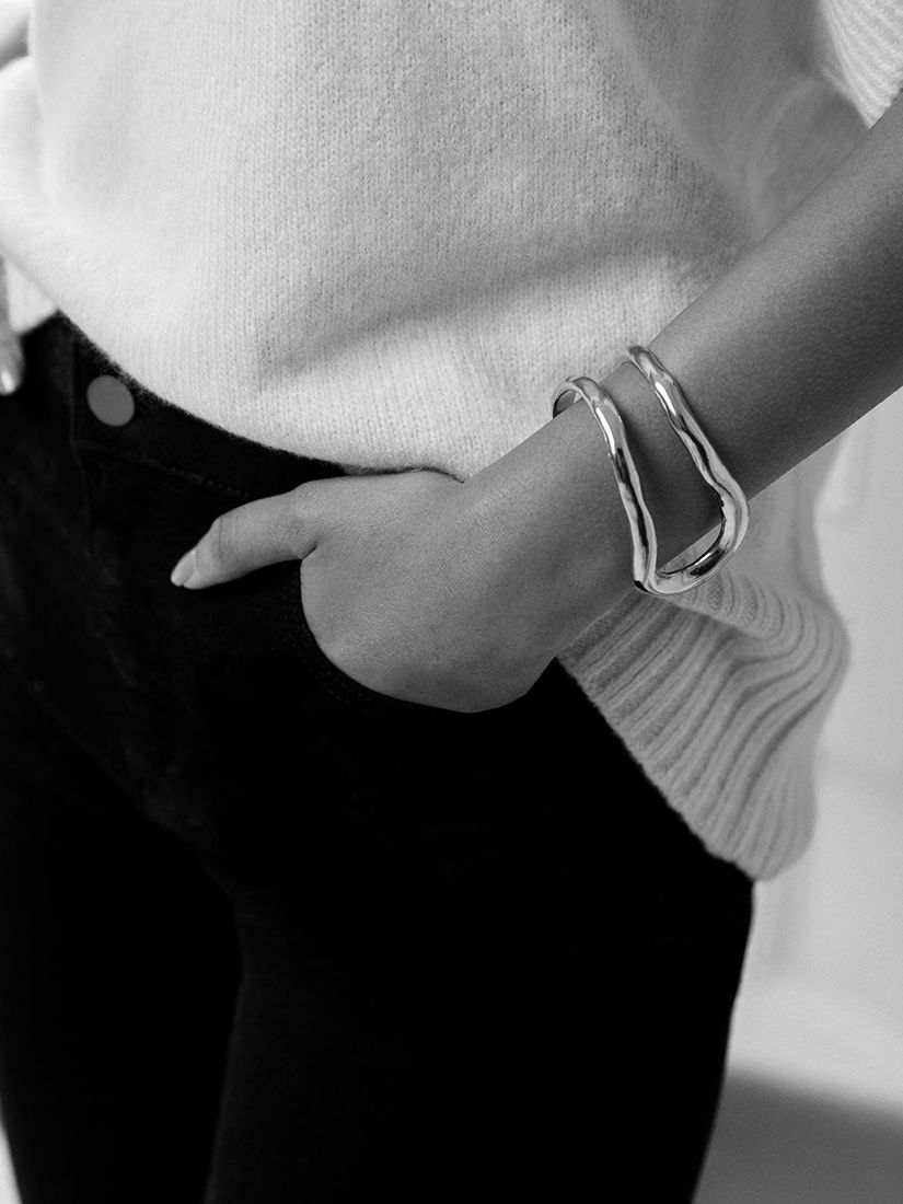 IRREGULAR FINISH CUFF BRACELET - Silver