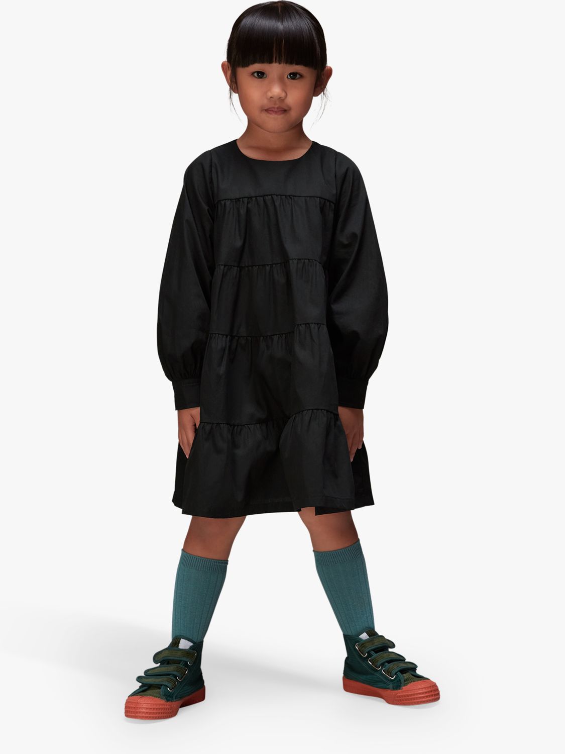 Buy Whistles Kids' Sawyer Tiered Dress, Black Online at johnlewis.com