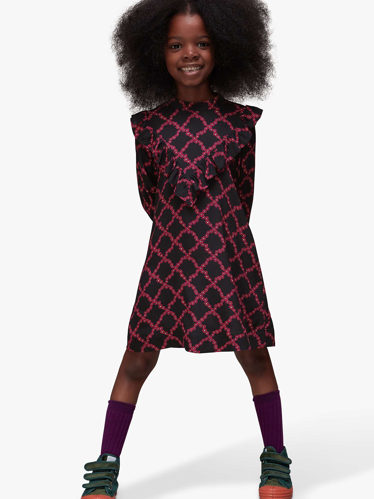 Buy Whistles Kids' Avery Daisy Trellis Print Dress, Pink/Multi Online at johnlewis.com
