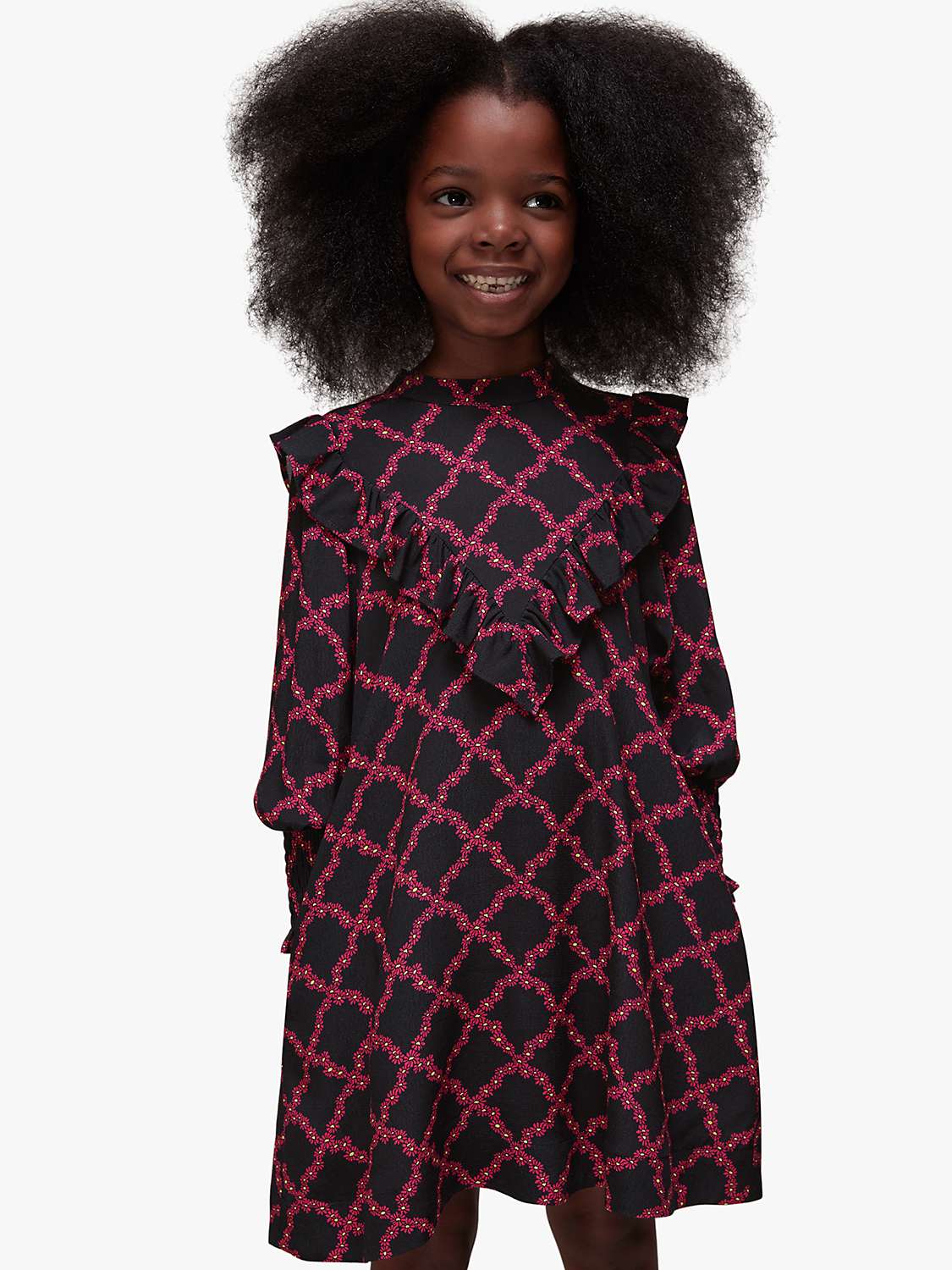 Buy Whistles Kids' Avery Daisy Trellis Print Dress, Pink/Multi Online at johnlewis.com