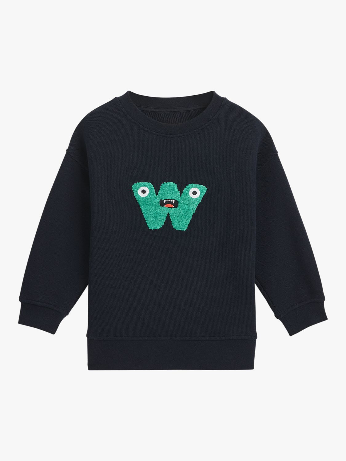 Whistles Kids' Monster Embroidered Sweatshirt, Navy, 3-4 years