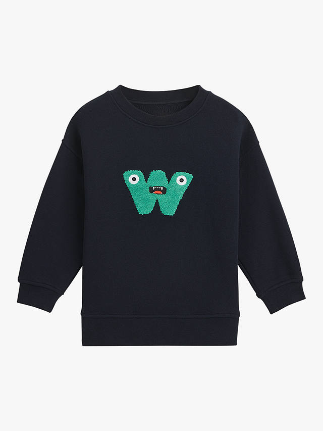 Whistles Kids' Monster Embroidered Sweatshirt, Navy