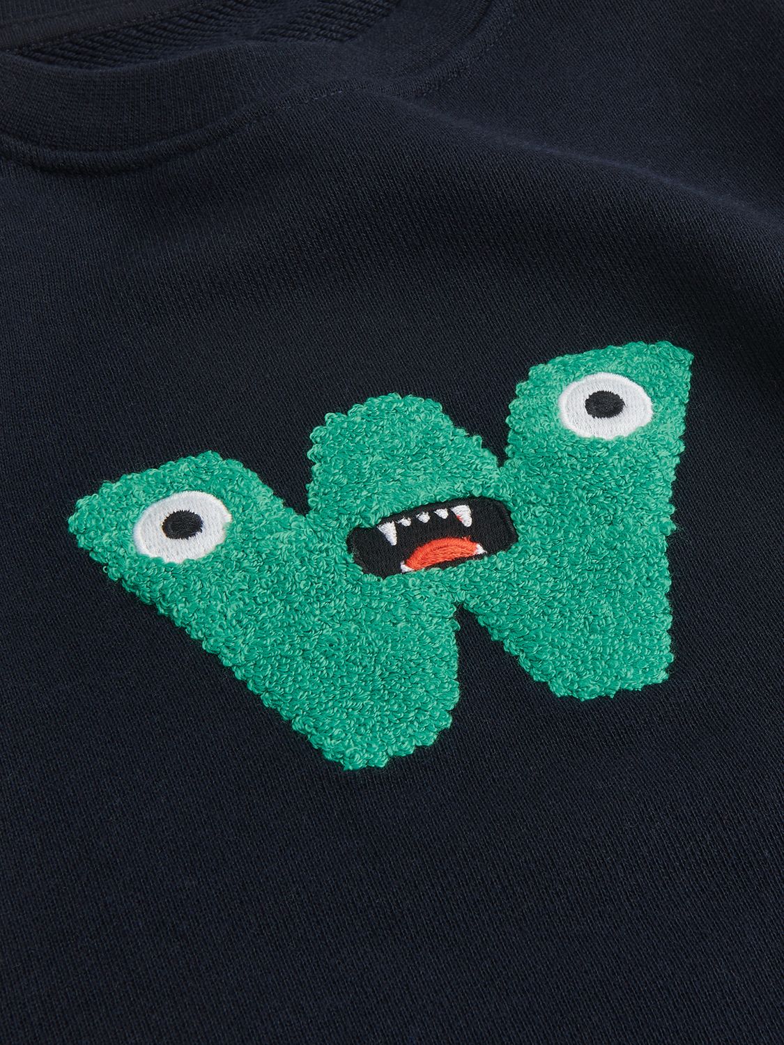 Whistles Kids' Monster Embroidered Sweatshirt, Navy, 3-4 years