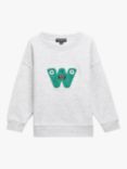 Whistles Kids' Monster Embroidered Sweatshirt, Grey Marl