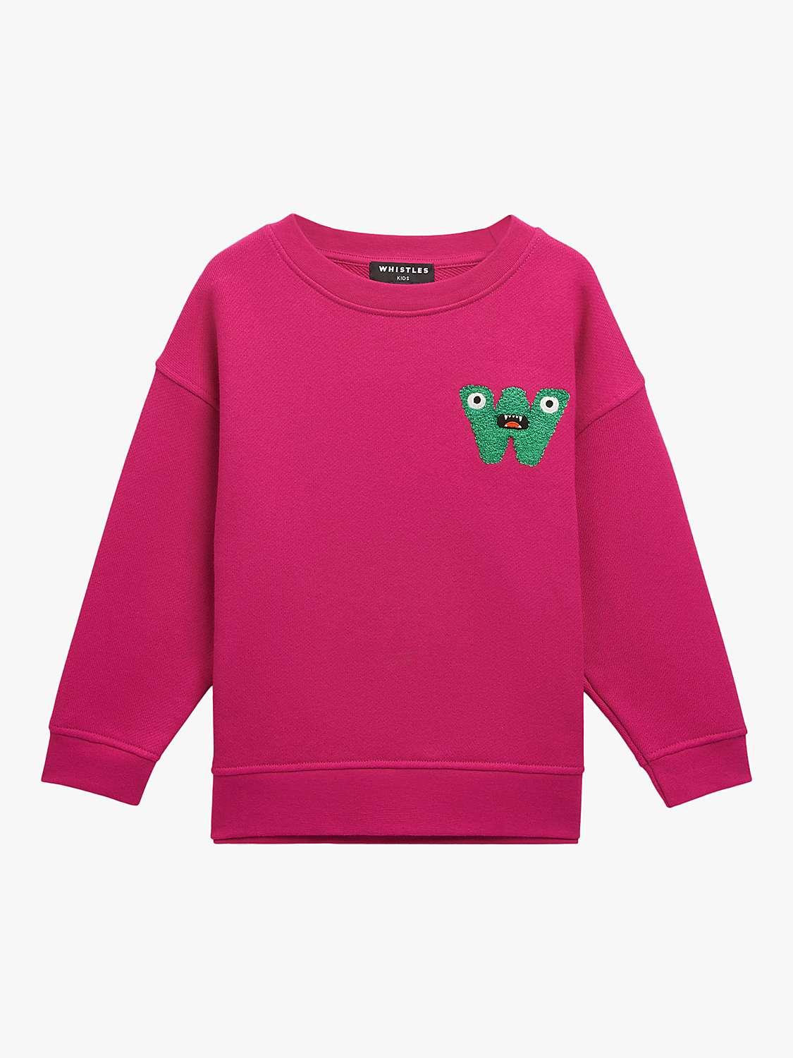 Buy Whistles Kids' Monster Embroidered Sweatshirt, Pink Online at johnlewis.com
