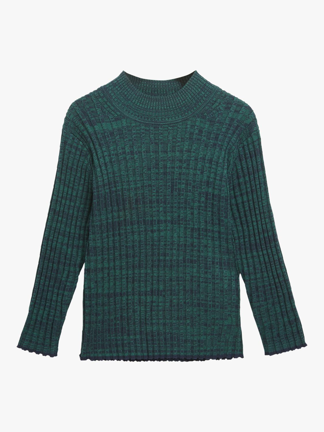 Whistles Kids' Rib Knit High Neck Jumper, Green at John Lewis & Partners