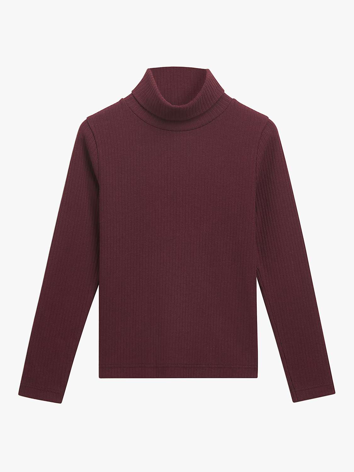 Buy Whistles Kids' Ribbed High Neck Top, Aubergine Online at johnlewis.com