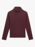 Whistles Kids' Ribbed High Neck Top, Aubergine