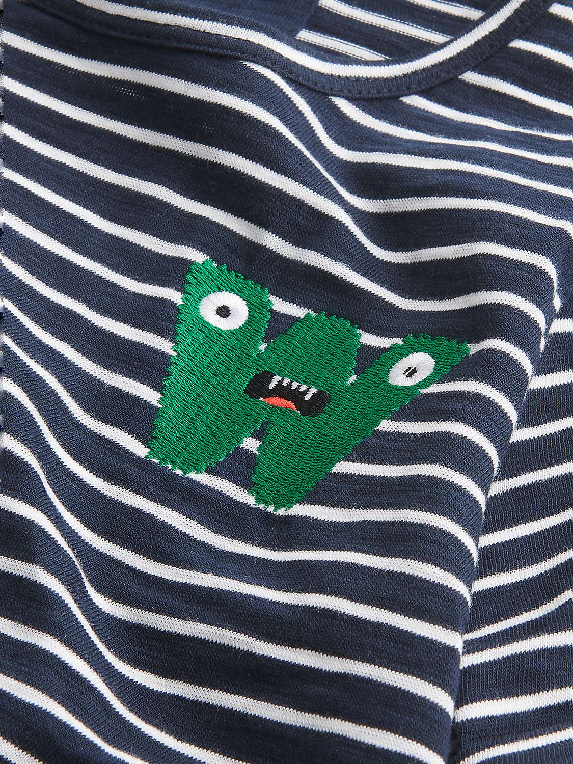 Buy Whistles Kids' Organic Cotton Monster Embroidered Stripe T-Shirt, Navy/Multi Online at johnlewis.com
