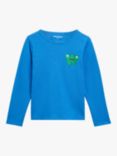 Whistles Kids' Monster Embroidered Long Sleeve Top, Blue