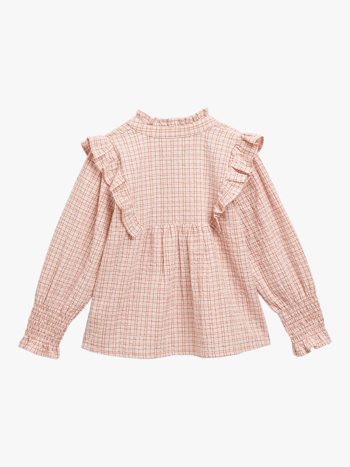 Buy Whistles Kids' Riley Check Frill Detail Top, Pale Pink/Multi Online at johnlewis.com