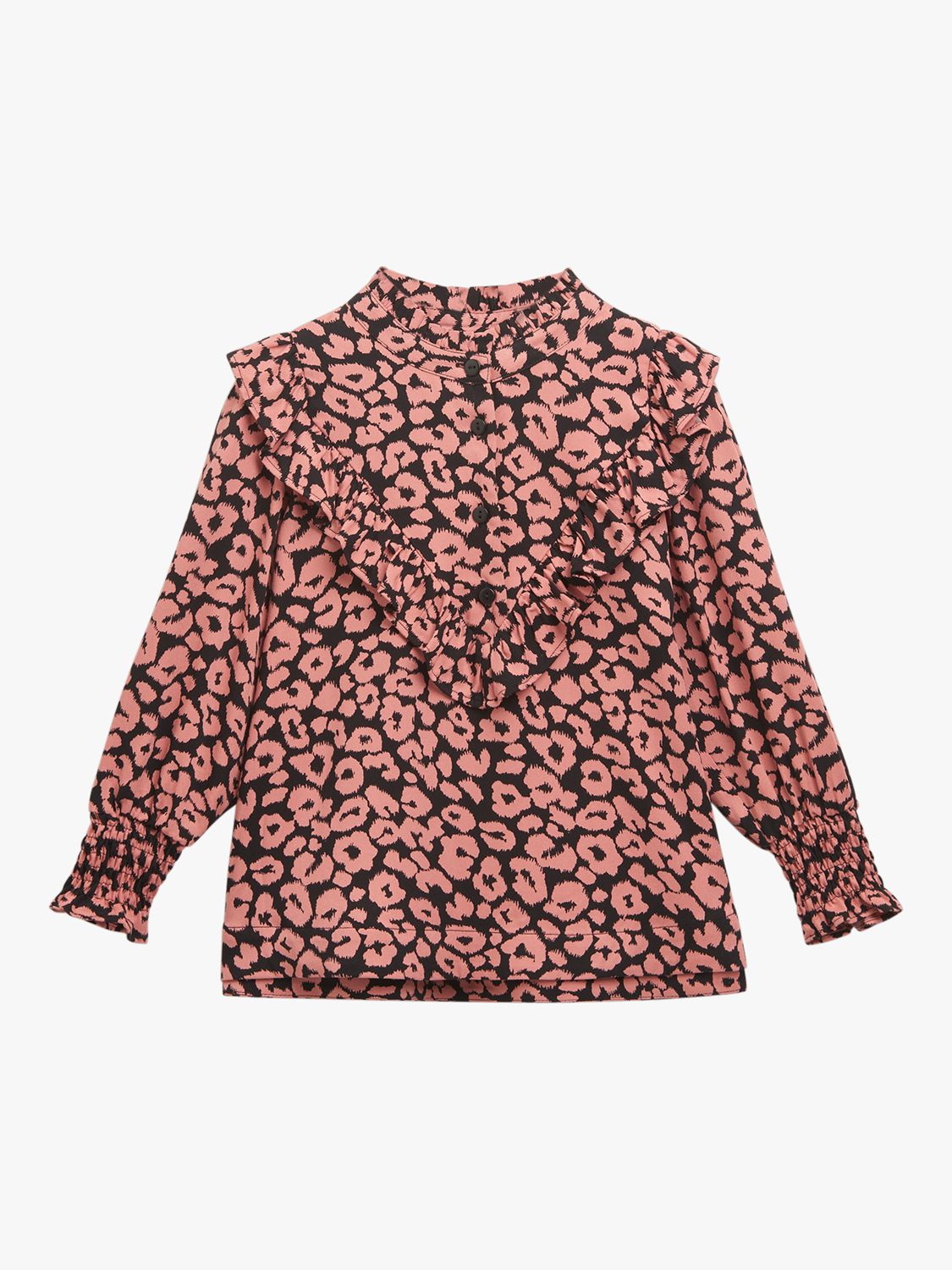 Buy Whistles Kids' Riley Fuzzy Leopard Top, Pink/Multi Online at johnlewis.com