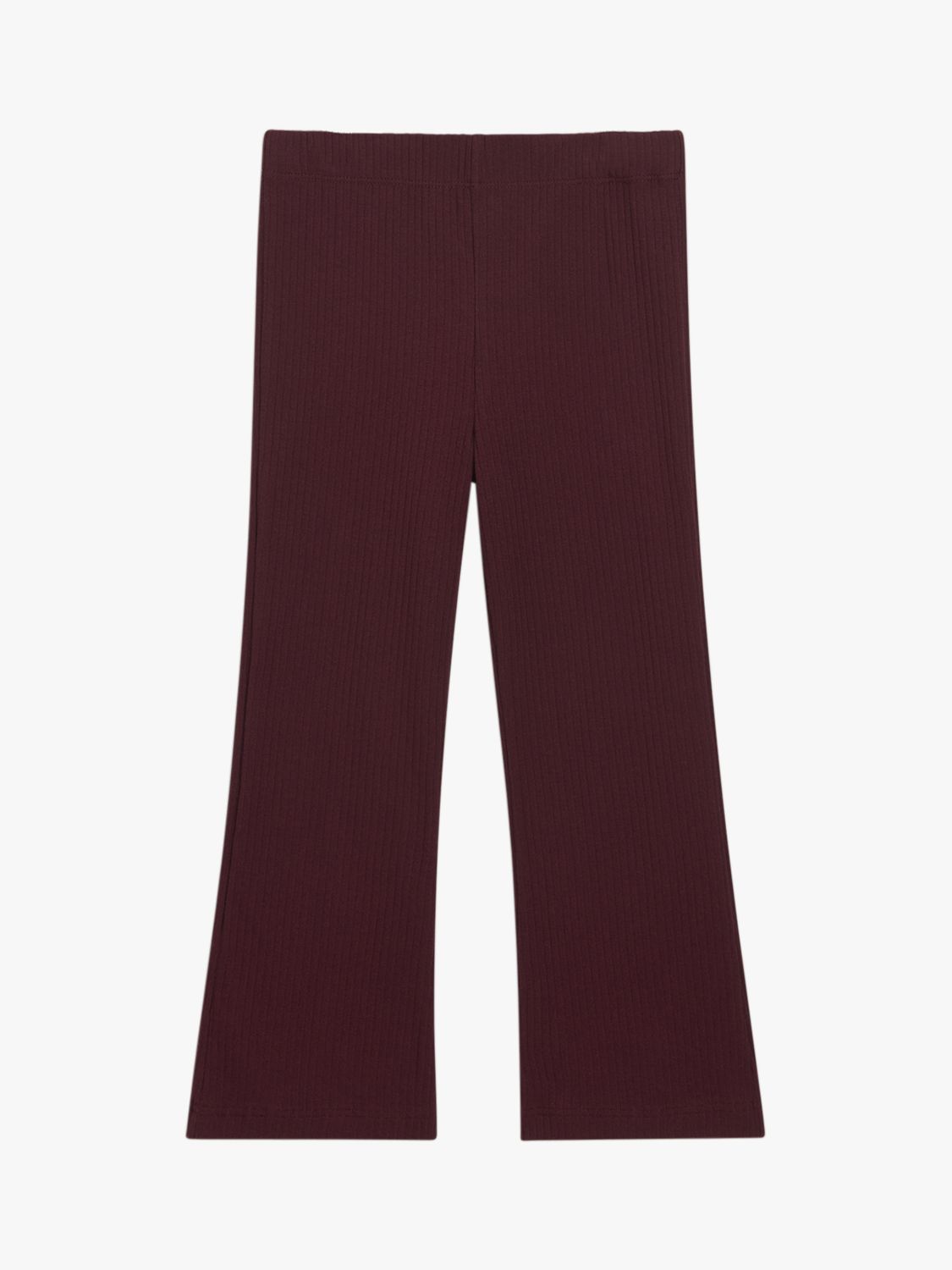 Whistles Kids' Ribbed Flare Trousers, Aubergine at John Lewis & Partners