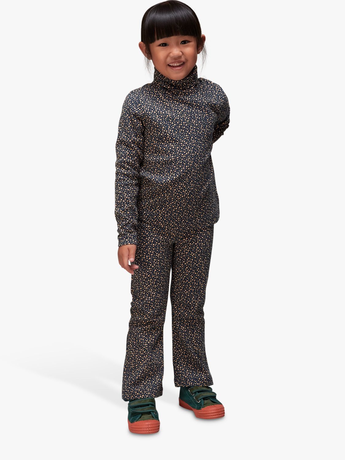 Buy Whistles Kids' Spot Ribbed Flared Trousers, Navy/Multi Online at johnlewis.com