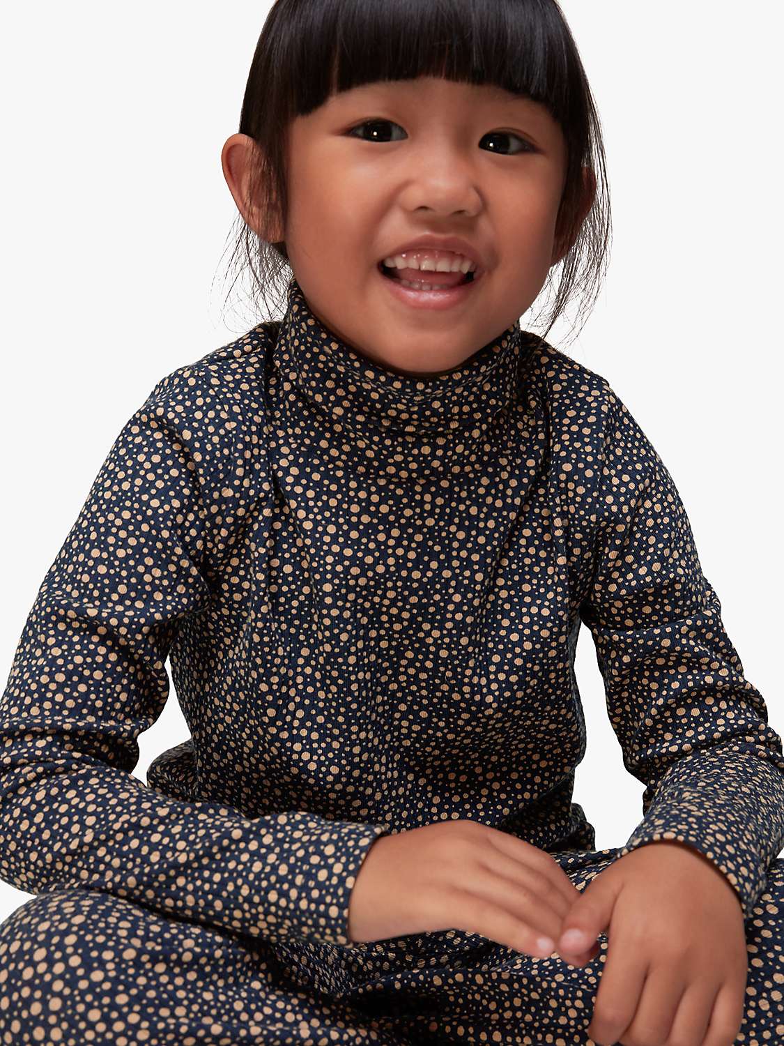 Buy Whistles Kids' Spot Ribbed Flared Trousers, Navy/Multi Online at johnlewis.com