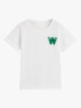Whistles Kids' Organic Cotton Monster Embroidered T-Shirt, White
