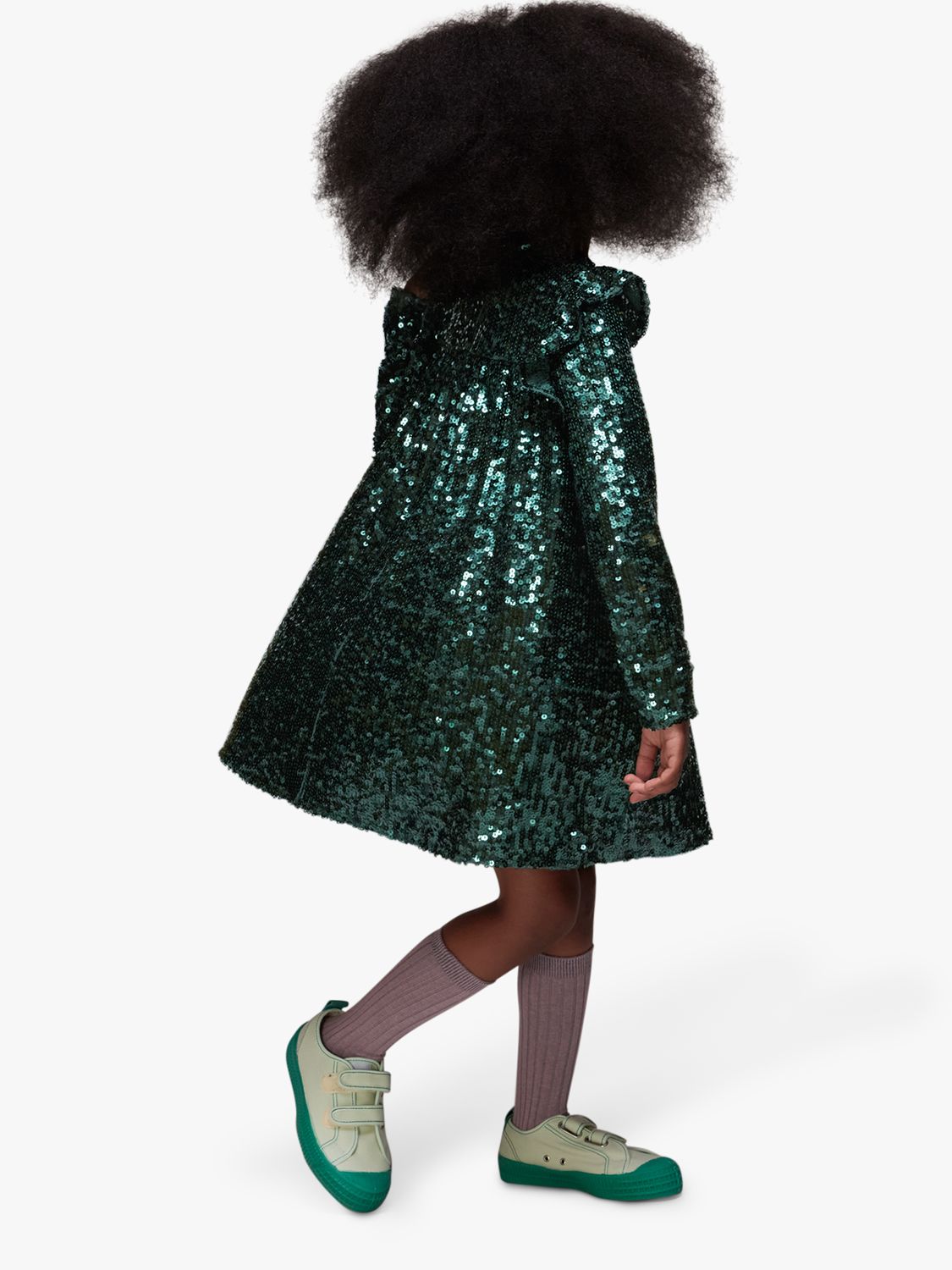 Buy Whistles Kids' Alma Sequin Dress, Dark Green Online at johnlewis.com