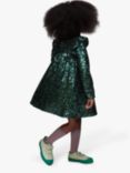 Whistles Kids' Alma Sequin Dress, Dark Green
