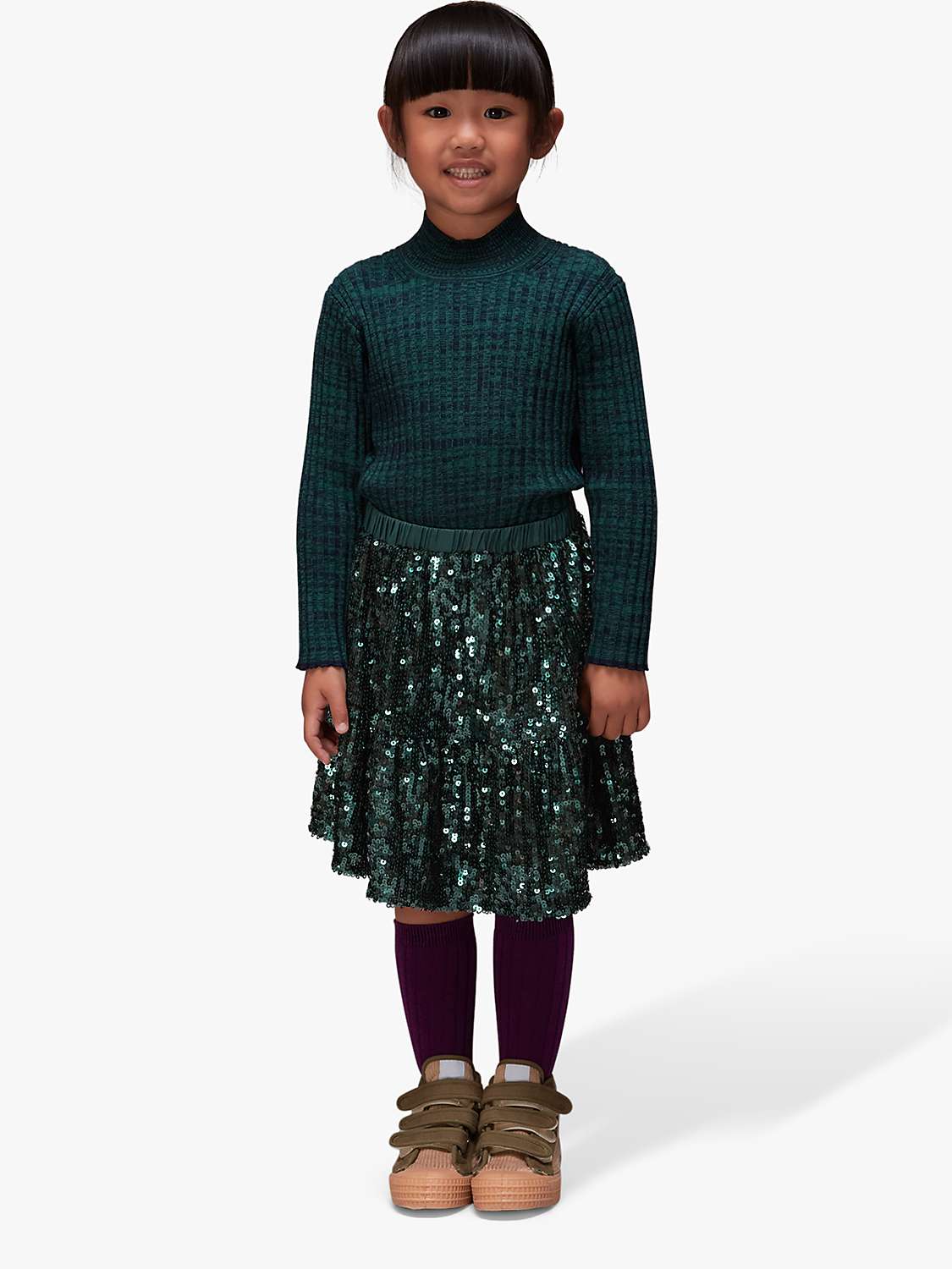 Buy Whistles Kids' Sequin Skirt, Dark Green Online at johnlewis.com