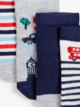 John Lewis Baby Organic Cotton Rich London Transport Theme Socks, Pack of 5
