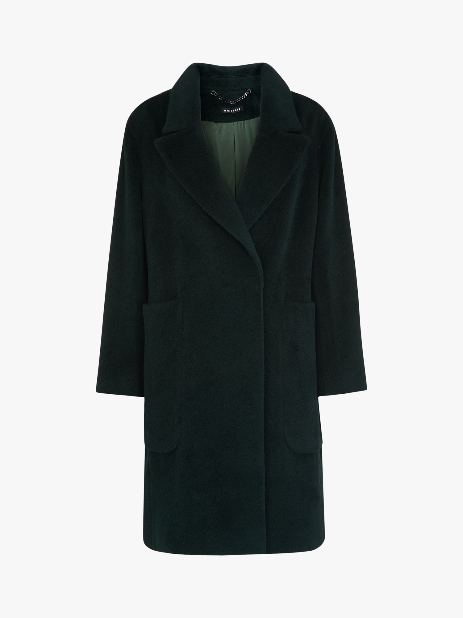 Whistles Lola Wool Blend Coat, Green at John Lewis & Partners