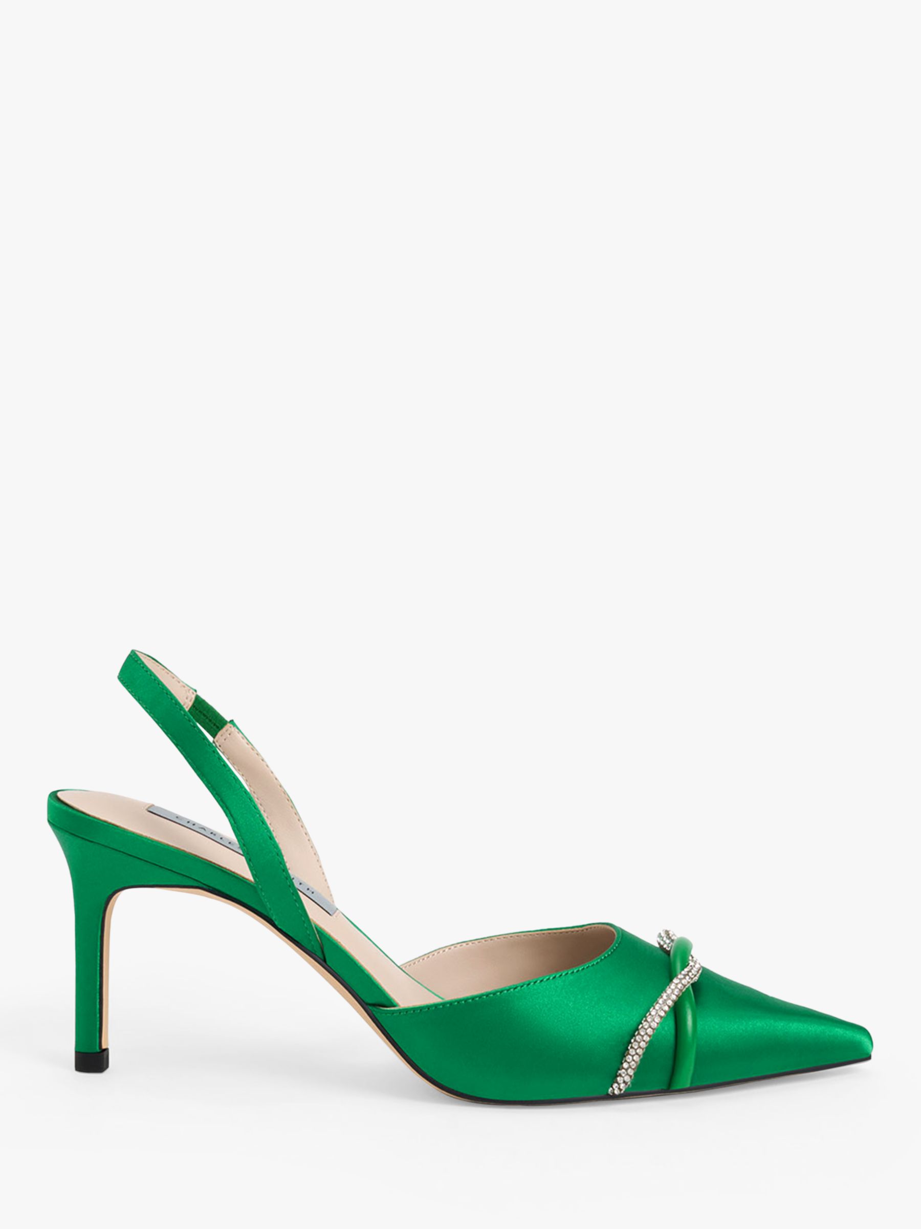 CHARLES & KEITH Satin Slingback Court Shoes, Green