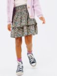 John Lewis Kids' Ditsy Floral Ruffle Skirt, Black/Multi