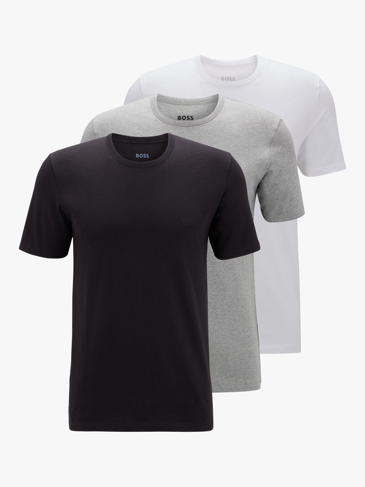 BOSS Cotton Crew Neck Lounge T-Shirts, Pack of 3, Black/Grey/White at John  Lewis & Partners