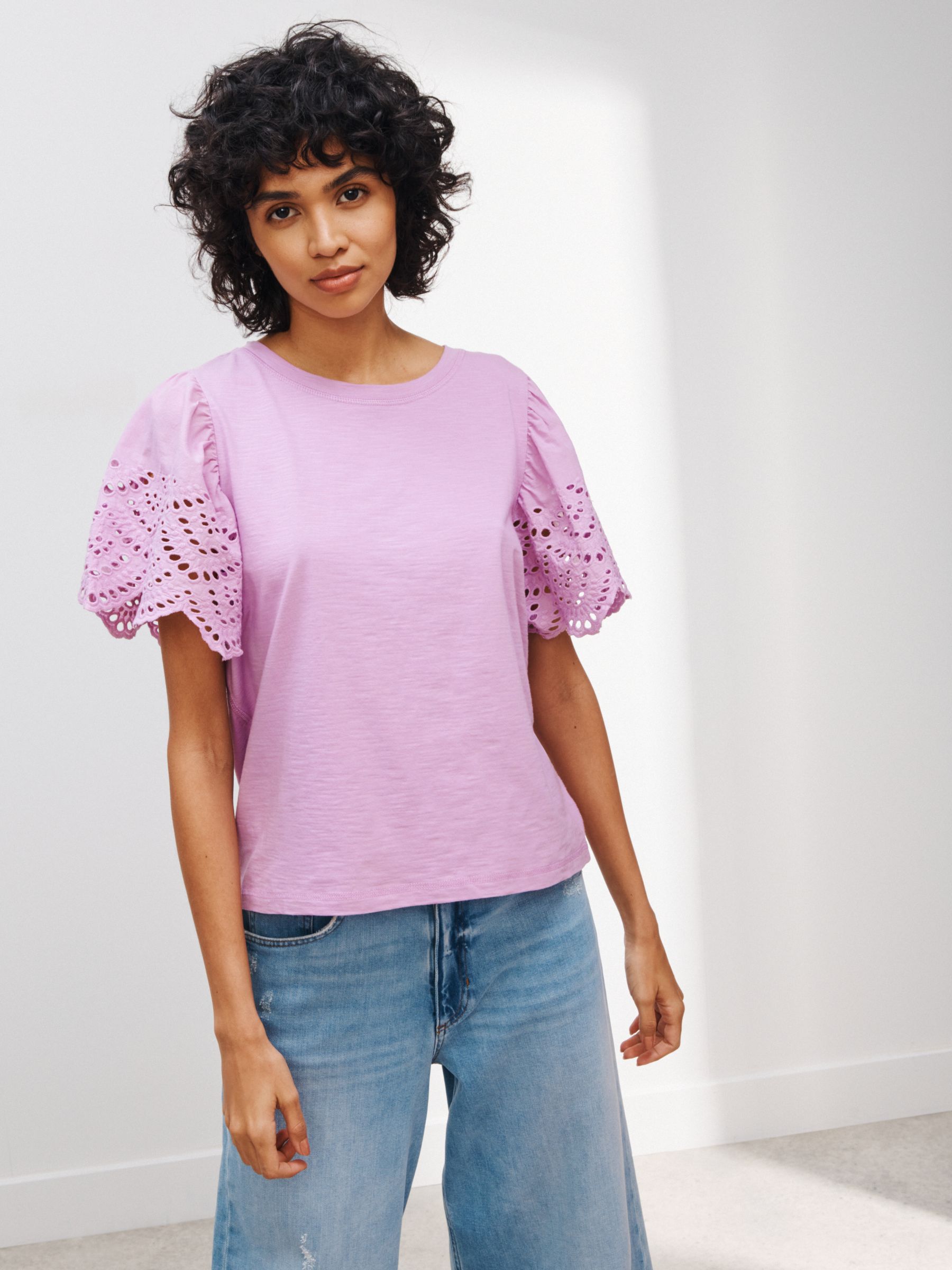 AND/OR Forta Broderie Anglaise Top, Lilac, 6